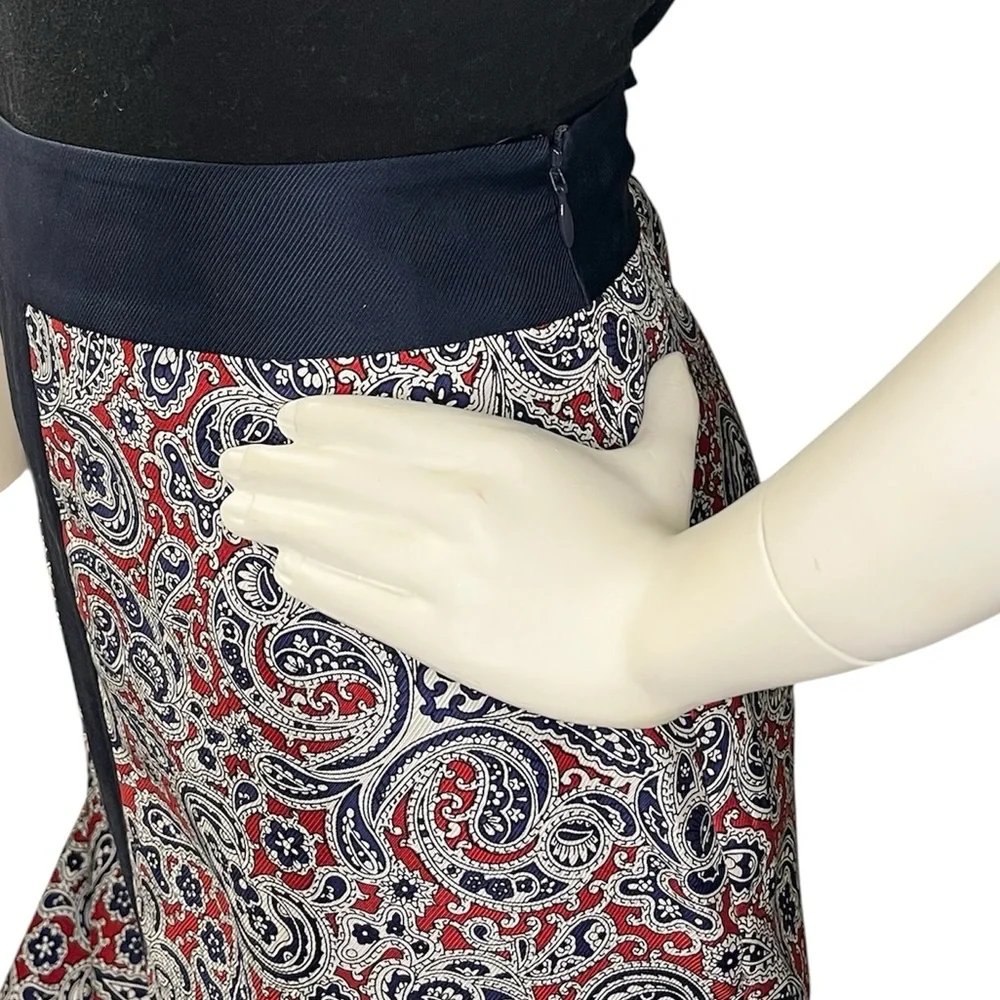 Brooks Brothers Silk Navy and Red Paisley Print Skirt Corpcore Office Luxury - Picture 3 of 9